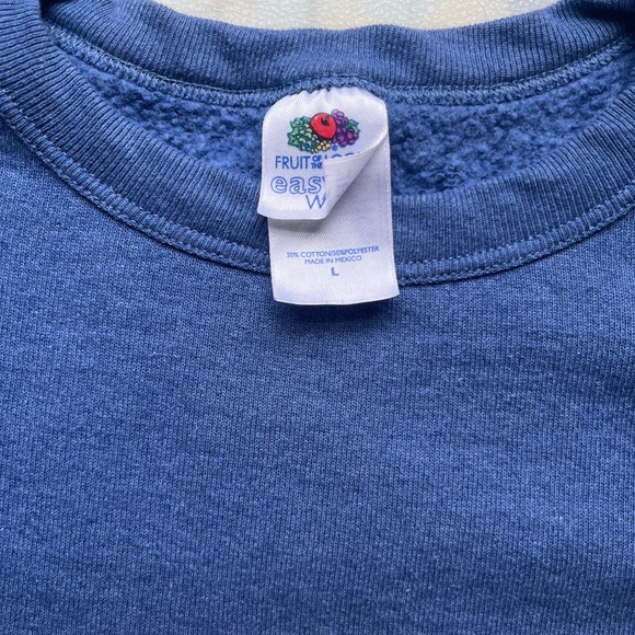 Upcycled Appliquéd Easter Hip Hop Blue Crewneck Sweatshirt, L, Craftcore Cute - Picture 5 of 6